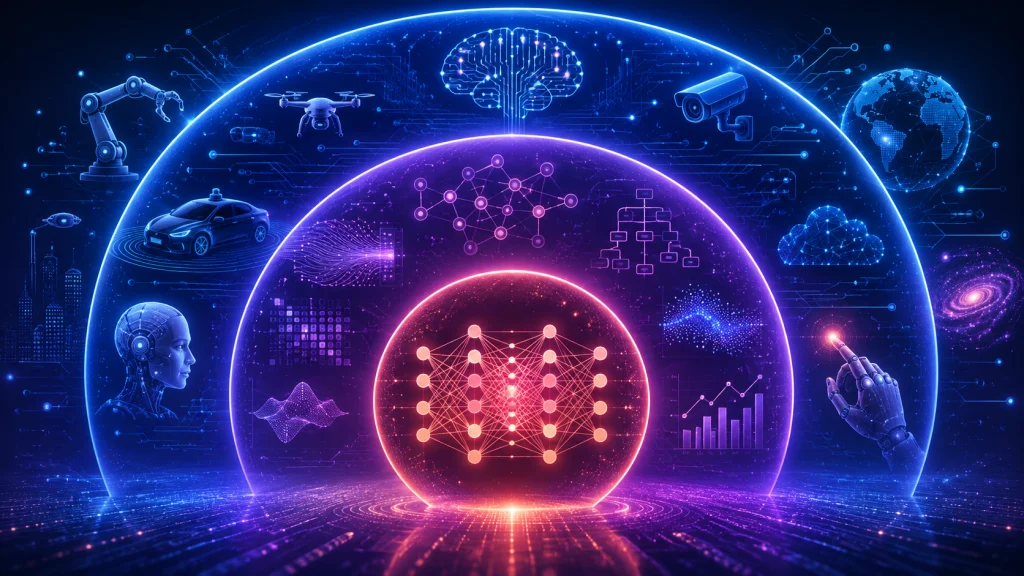 Artificial Intelligence Machine Learning and Deep Learning differences visualization