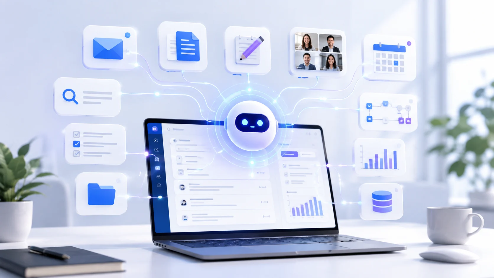 Discover how AI productivity tools can streamline writing, research, meetings, organization, and repetitive work while keeping accuracy, privacy, and human judgment in focus.